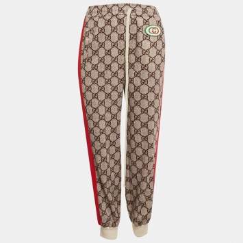 مملوكة مسبقًا Gucci Beige GG Supreme Print Cotton Joggers XS