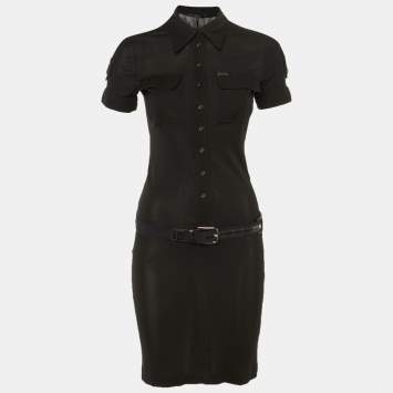 مملوكة مسبقًا Gucci Black Jersey Pocket Front Mini Dress XS