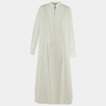 مملوكة مسبقًا Gucci White Cotton Zip UP Maxi Dress M