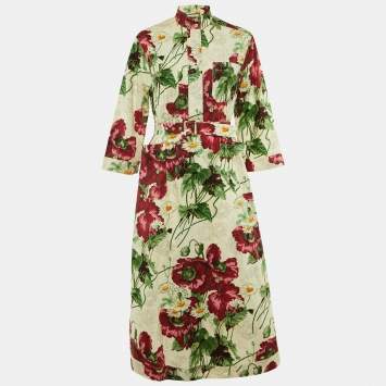 مملوكة مسبقًا Gucci Multicolor Floral Print Cotton Maxi Dress XS