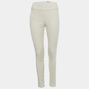 Pre Owned Gucci Cream Mesh Trim Cotton Blend Trousers S