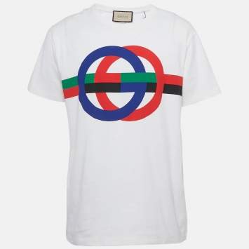 مملوكة مسبقًا Gucci Off White Interlocking G Cotton Crew Neck T-Shirt M