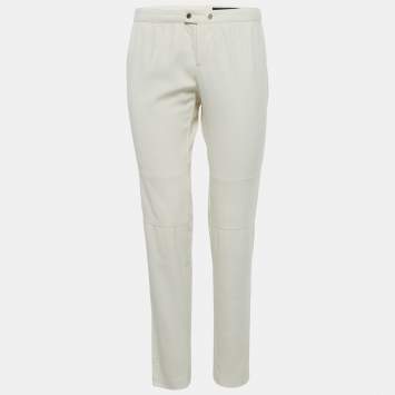 مملوكة مسبقًا Gucci Cream Stretch Cotton Slim Fit Pants M/Waist 31"