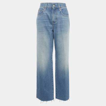 Pre Owned Gucci Blue Denim Horsebit Detail Frayed Hem Jeans M Waist 29"
