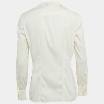Pre Owned Gucci Cream Cotton Blend Long Sleeve Shirt S