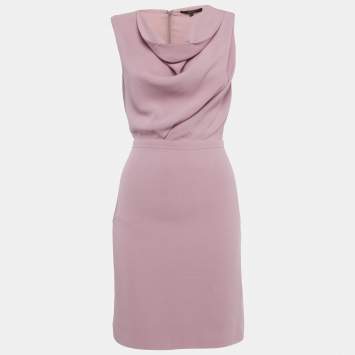 مملوكة مسبقًا Gucci Pink Crepe Cowl Neck Mini Dress S 