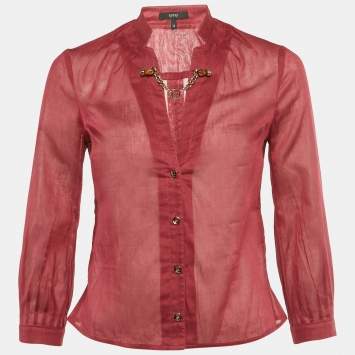 Pre Owned Gucci Pink Cotton Semi Sheer Shirt S