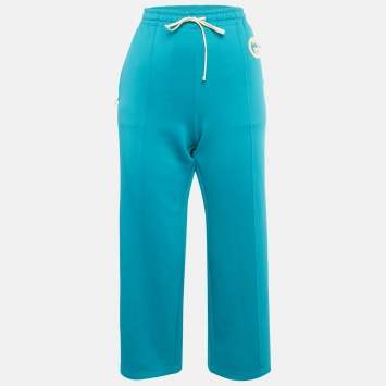 مملوكة مسبقًا Gucci Teal Blue Jersey Track Pants M