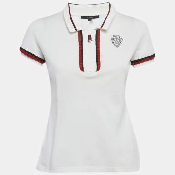 Pre Owned Gucci White Cotton Pique Polo T-Shirt XS