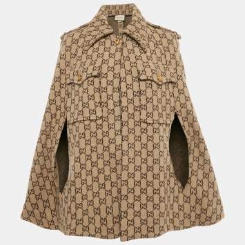 مملوكة مسبقًا Gucci Brown GG Wool Cape M