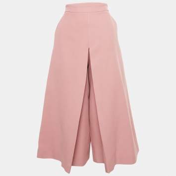 مملوكة مسبقًا Gucci Pink Crepe Pleated Culottes M 