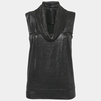 Pre Owned Gucci Black Lurex Sleeveless Top M