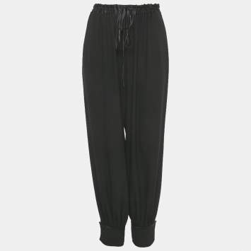 Pre Owned Gucci Black Silk Elastic Waist Pants L