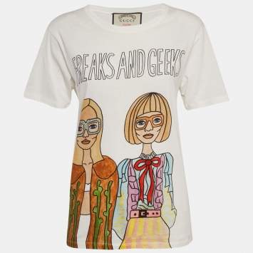 Pre Owned Gucci White Cotton Angelica Hicks Printed Limited Edition Crew Neck T-Shirt XS