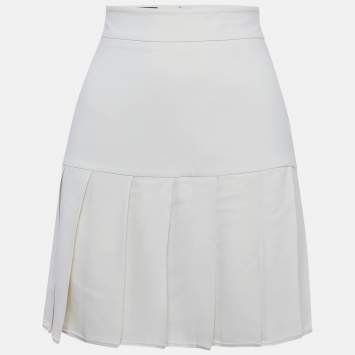 Pre Owned Gucci Cream Sateen Pleated Mini Skirt S