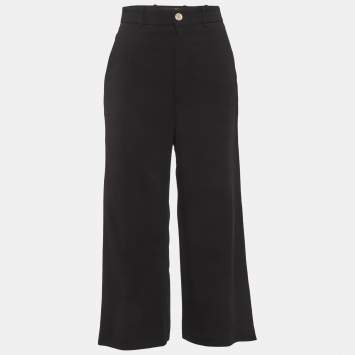 Pre Owned Gucci Black Web Trim Crepe Trousers S