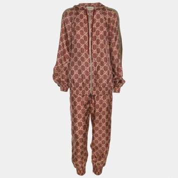 Pre Owned Gucci Multicolor GG Silk Hoodie and Trouser Set XS