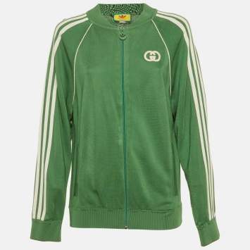 Pre Owned Gucci x Adidas Green Jersey Bomber Jacket L