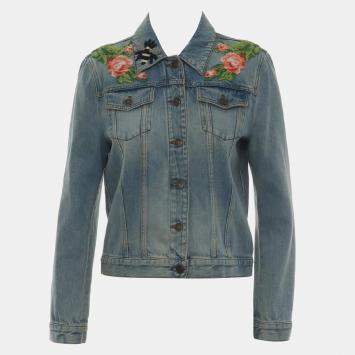 مملوكة مسبقًا Gucci Blind For Love Embroidered Denim Jacket