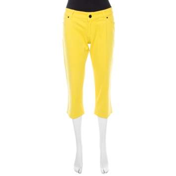 Pre Owned Gucci Yellow Denim Cropped Jeans M
