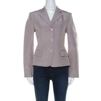 Pre Owned Gucci Grey Silk Blend Button Front Tailored Blazer M