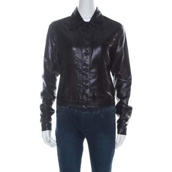 Pre Owned Gucci Black Lurex Knit Shiny Look Jacket M
