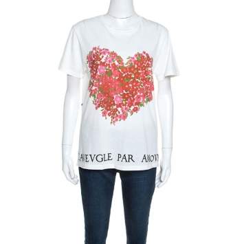 Pre Owned Gucci White Cotton Floral Corsage Print T-Shirt S