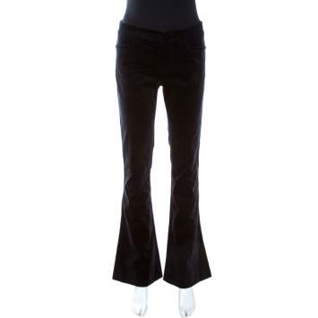 Pre Owned Gucci Navy Blue Velvet Flared Pants S 