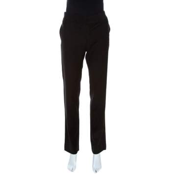 Pre Owned Gucci Black Wool Straight Leg Pants S