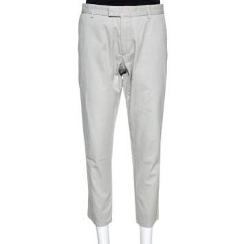 Pre Owned Gucci Beige Cotton Web Detail College Fit Trousers L