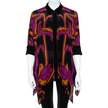 Pre Owned Gucci Multicolor Printed Silk Oversized Blouse M