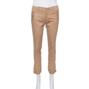 Pre Owned Gucci Tan Brown Stretch Cotton Cropped Trousers S