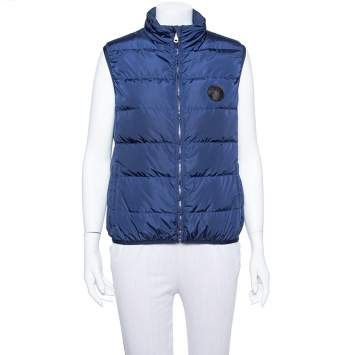 Pre Owned Gucci Navy Blue Synthetic Sleeveless Wind Jacket L