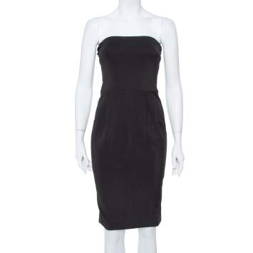 Pre Owned Gucci Black Jersey Strapless Sheath Dress S