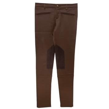 Pre Owned Gucci Brown Cotton & Wool Leather Patch Detail Paneled Tapered Trousers S