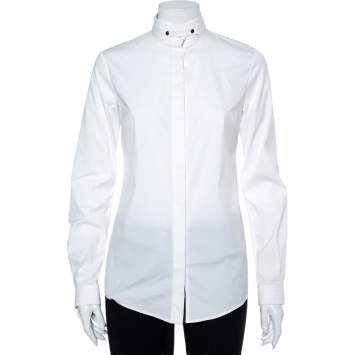 Pre Owned Gucci Equestrian White Cotton Button Front Shirt S