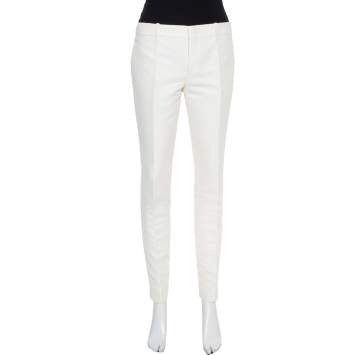 Pre Owned Gucci White Cotton Skinny Trousers M
