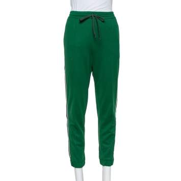 Pre Owned Gucci Green Knit Side Stripe Detail Technical Track Pants L