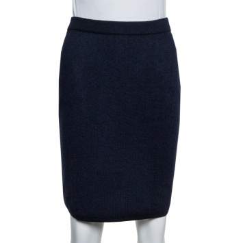 Pre Owned Gucci Vintage Navy blue Wool & Silk Mini Skirt S