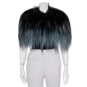Pre Owned Gucci Black & Blue Fur Bolero (One Size)