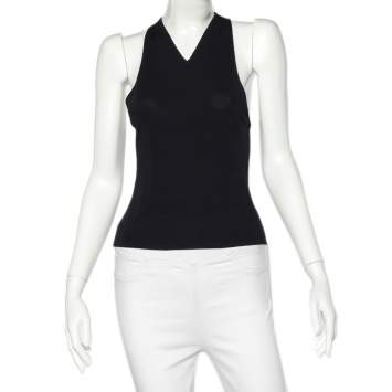 Pre Owned Gucci Vintage Black Knit Racer Back Tank Top S