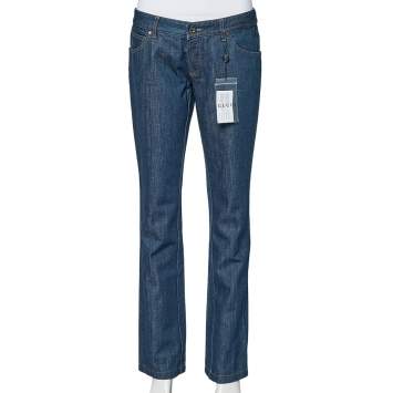 Pre Owned Gucci Blue Denim Straight Fit Jeans M