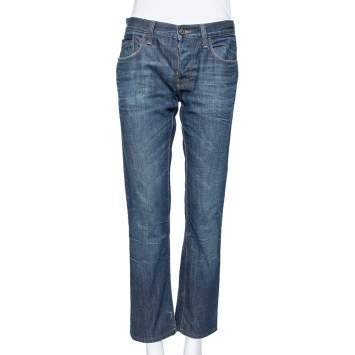 Pre Owned Gucci Blue Denim Zipped Pocket Detail Jeans L 