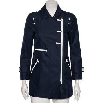 Pre Owned Gucci Navy Blue Cotton Toggle Button Jacket S
