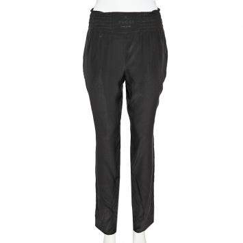 Pre Owned Gucci Black Silk Elastic Waist Pants M