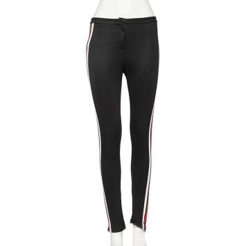 Pre Owned Gucci Black Jersey Striped Trimmed Stirrup Leggings XS