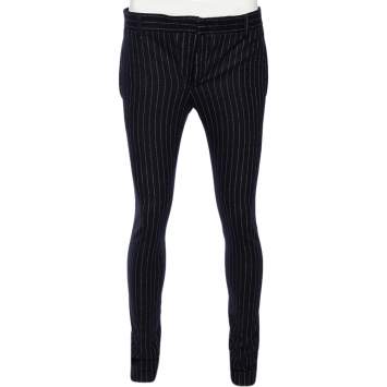 Pre Owned Gucci Navy Blue Striped Flannel Jersey Formal Pants L