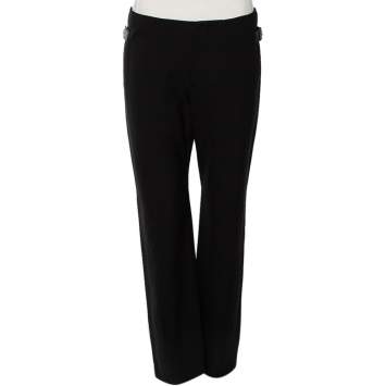 Pre Owned Gucci Black Jersey Buckle Zipped Hem Detail Pants M
