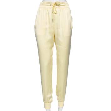 Pre Owned Gucci Yellow Silk Drawstring Detail Jogger Pants L 