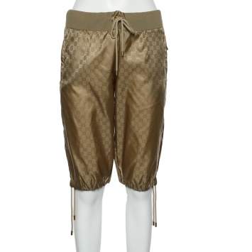 Pre Owned Gucci Gold GG Nylon Shorts L